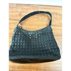 Kate Spade Quilted Purse Black Shiny Logo Bottom Shoulder Bag